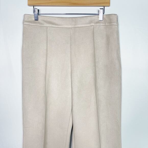 New Ann Taylor 12P Pink Faux Suede Side Zip Straight Leg Pant Trousers Empire - Picture 3 of 12